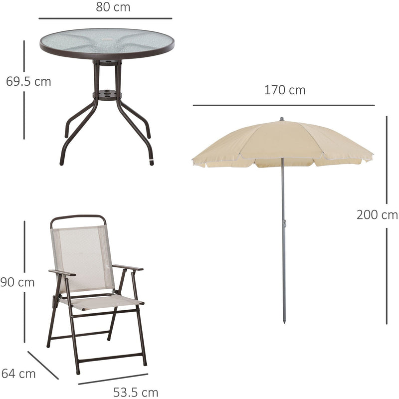6 Piece Patio Dining Set with Parasol