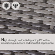 4 Seater Half Moon Rattan Sofa & Table Set, Grey Outsunny