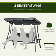 3 Seater Rattan Swing Seat With Canopy Outsunny