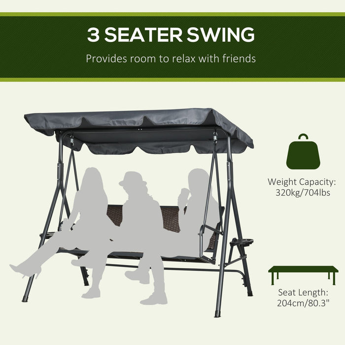 3 Seater Rattan Swing Seat With Canopy
