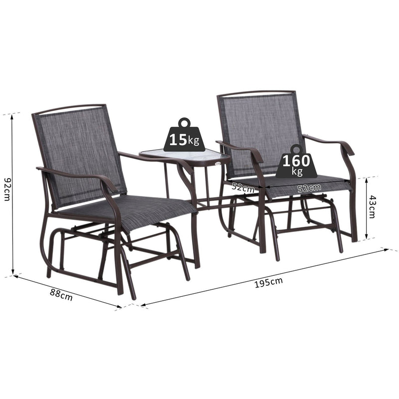 Bistro Set With Glider Chairs, Black