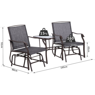Bistro Set With Glider Chairs, Black Outsunny