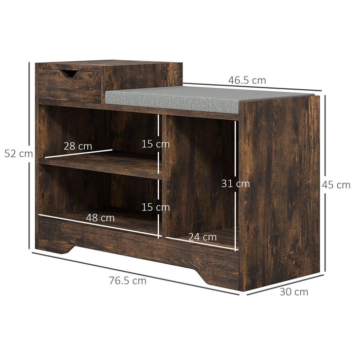 HOMCOM Hallway Bench With Storage, Rustic Brown