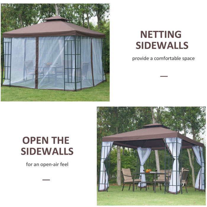 Garden Gazebo, 3x3m, Metal Frame with Curtains