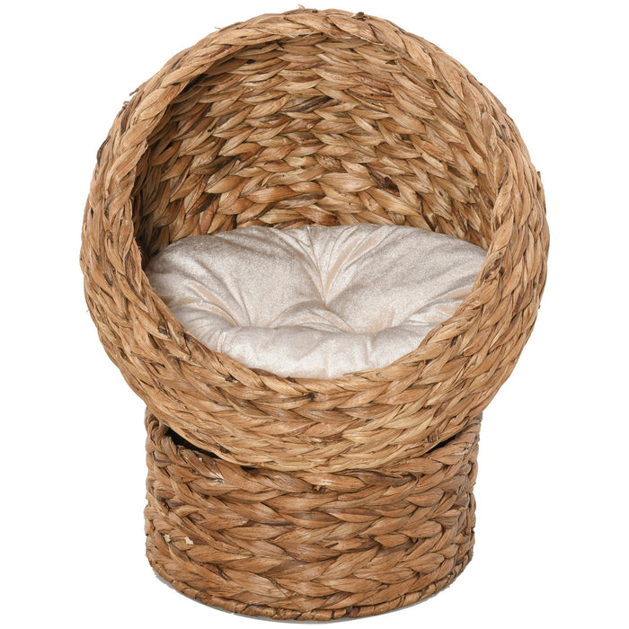 Raised Wicker Cat Bed - Brown, 50x42x60cm