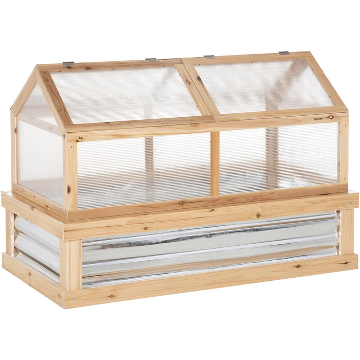 Small Wooden Cold Frame Greenhouse, 122x61x81.7 cm