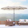 4.6m Double Sided Parasol, No Base, Beige Outsunny