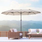 4.6m Double Sided Parasol, No Base, Beige Outsunny