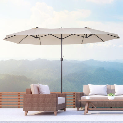 4.6m Double Sided Parasol, No Base, Beige Outsunny