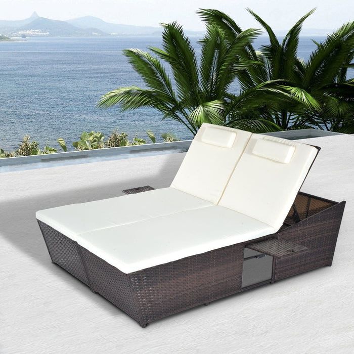 Double Rattan Garden Lounger