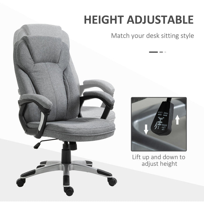 Grey Linen Fabric Office Chair