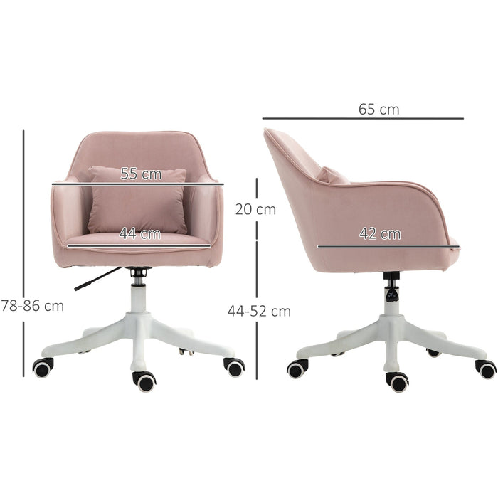 Pink Velvet Office Chair with Rechargeable Vibration Massage