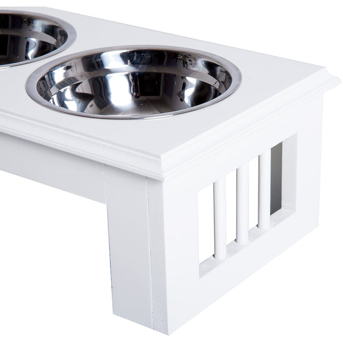 Stainless Steel Pet Feeder - White, 43.7Lx24Wx15Hcm