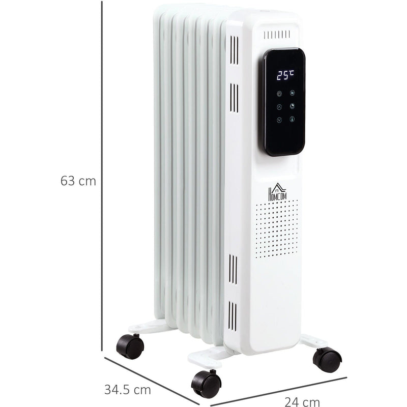 Oil Filled Radiator, 7 Fins, LED Display, Timer, 3 Settings