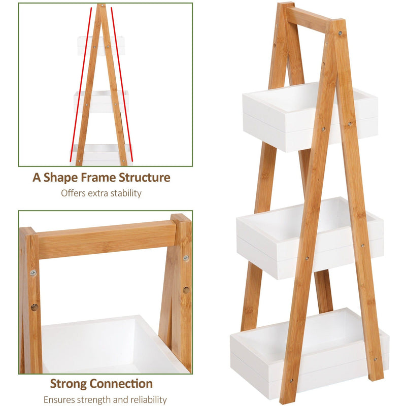 Freestanding Shower Caddy, 3-Tier, A-Frame, Bamboo