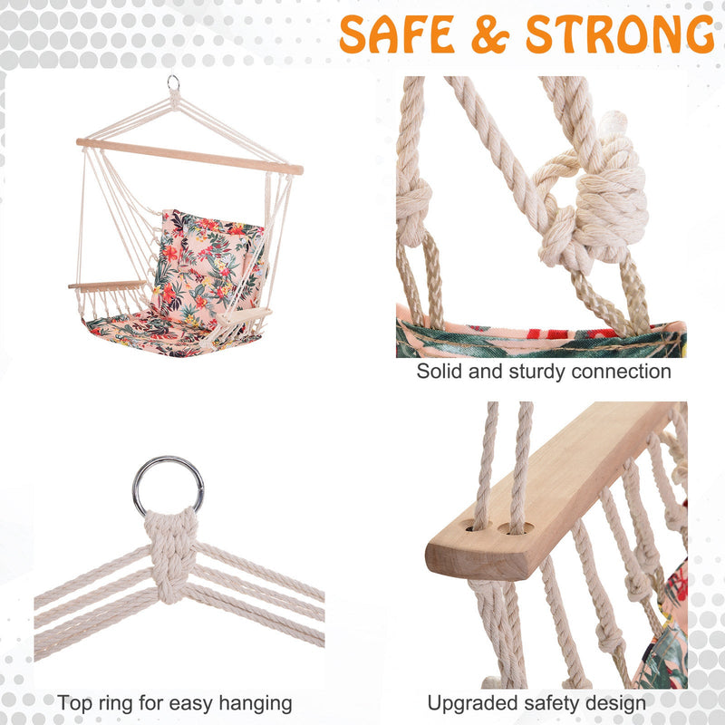 Outdoor Hanging Hammock Chair, Thick Rope, Multicoloured Outsunny