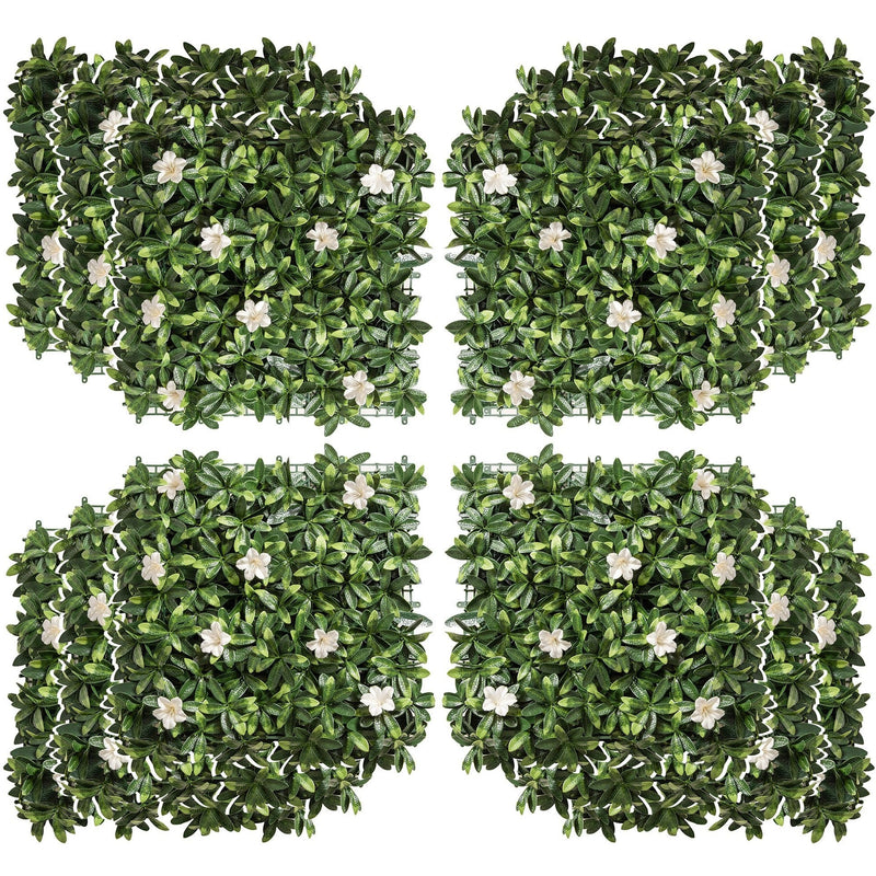 Rhododendron Artificial Boxwood Wall Panels, 12PCS, 20" Outsunny