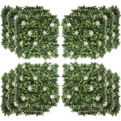 Rhododendron Artificial Boxwood Wall Panels, 12PCS, 20" Outsunny