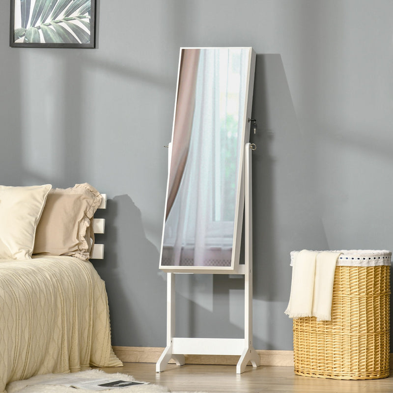 Lockable Jewellery Cabinet, Full-Length Mirror, Bedroom Decor