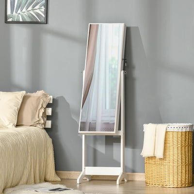 Lockable Jewellery Cabinet, Full-Length Mirror, Bedroom Decor Homcom
