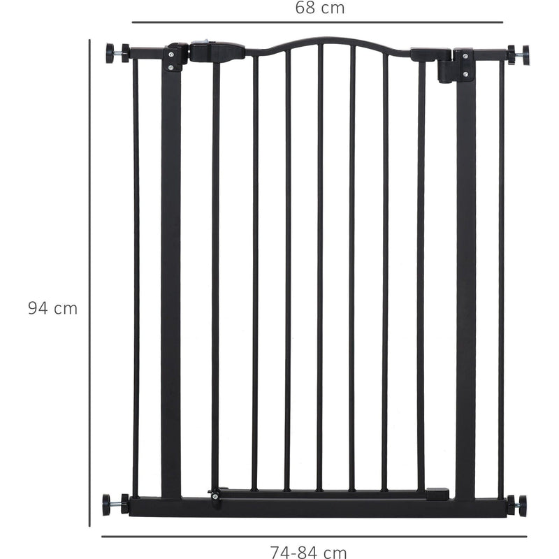 Safety Gate For Stairs, Auto-Close Door, 74-84cm, Black