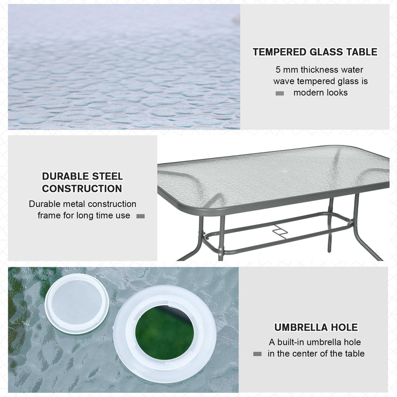 Outsunny Garden Table, Metal Frame, Grey Outsunny