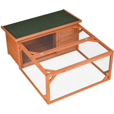 Rabbit Hutch with Run, Lift Open Top Pawhut
