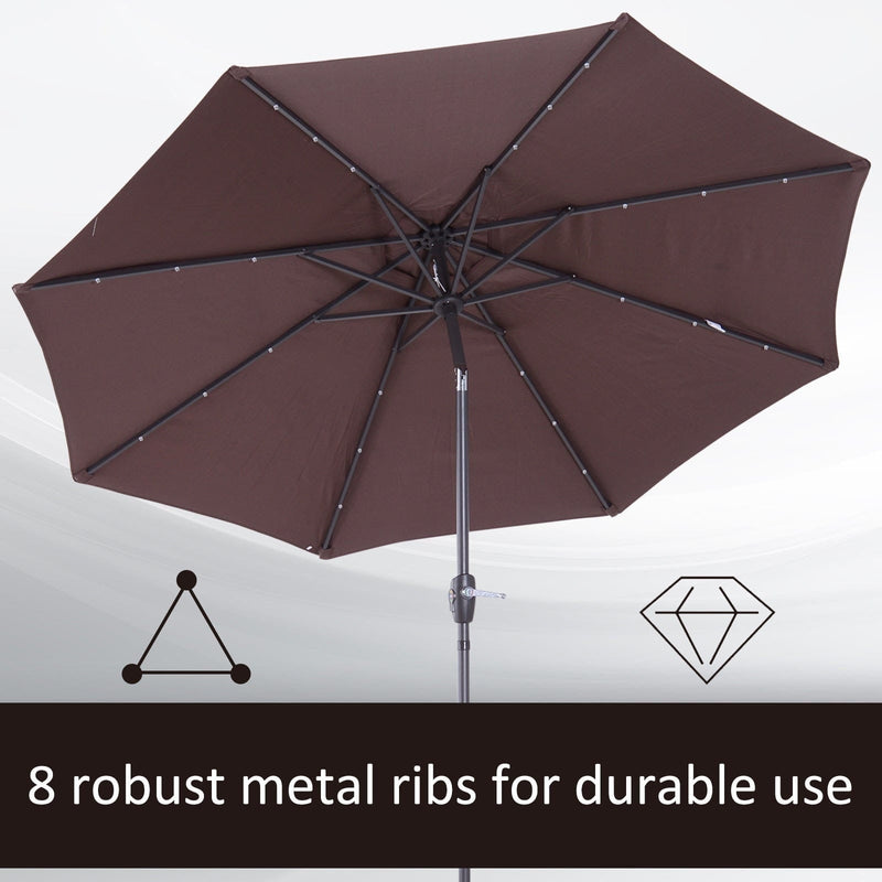 2.7m Garden Umbrella With Lights, Tilt, Crank