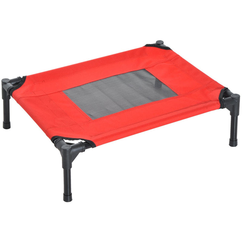 Elevated Camping Pet Bed, Metal Frame, Black/Red