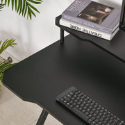 Gaming Desk With Shelves, X Frame, Headphone Hook, Black Homcom