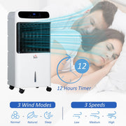 HOMCOM 32" Mobile Air Cooler, Evaporative Anion Ice Cooling Fan Water Conditioner Humidifier Unit w/3 Modes, Remote Controller, Timer for Home Bedroom Homcom