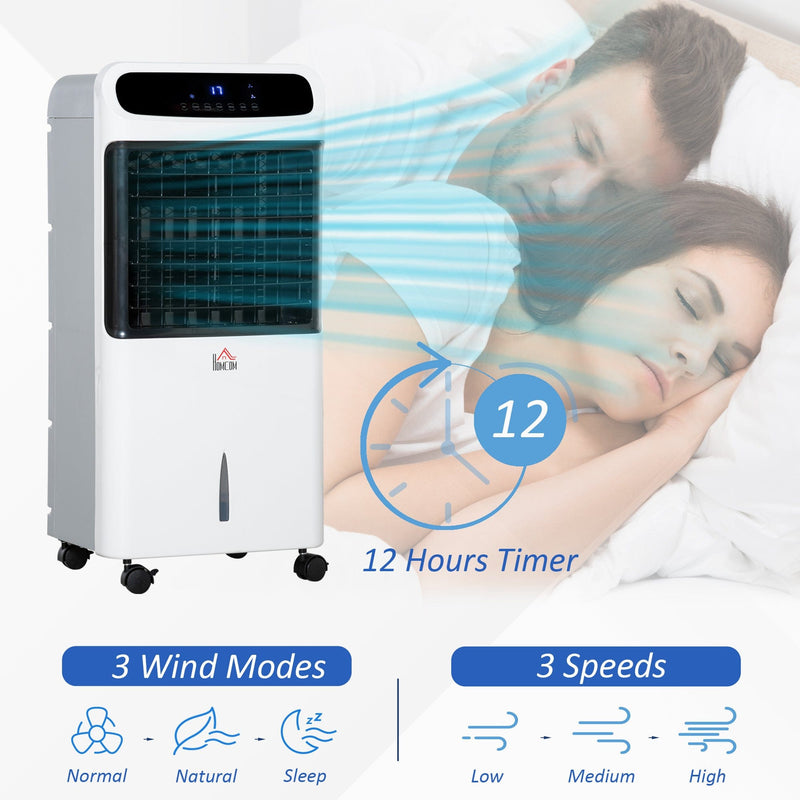 HOMCOM 32" Mobile Air Cooler, Evaporative Anion Ice Cooling Fan Water Conditioner Humidifier Unit w/3 Modes, Remote Controller, Timer for Home Bedroom Homcom