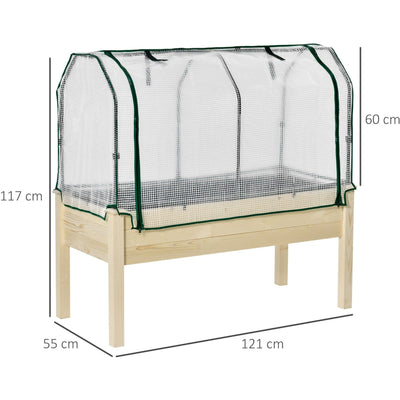 Raised Wooden Garden Box With Cover Outsunny