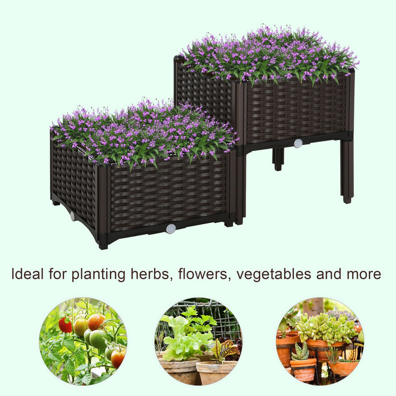 2 Rattan Planters Outdoors, 40x40x44 cm