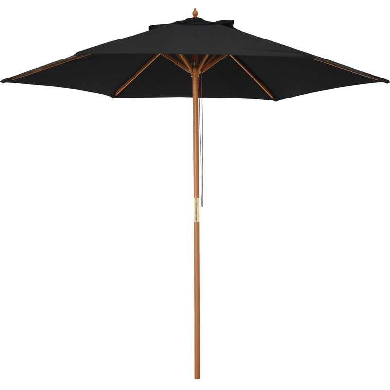 2.5m Wooden Garden Parasol - Sun Shade, Patio Canopy