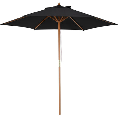 2.5m Wooden Garden Parasol - Sun Shade, Patio Canopy Outsunny
