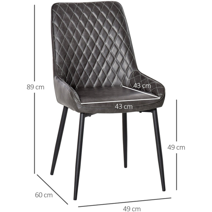 Retro Dining Chair Set of 2, Leather, Grey
