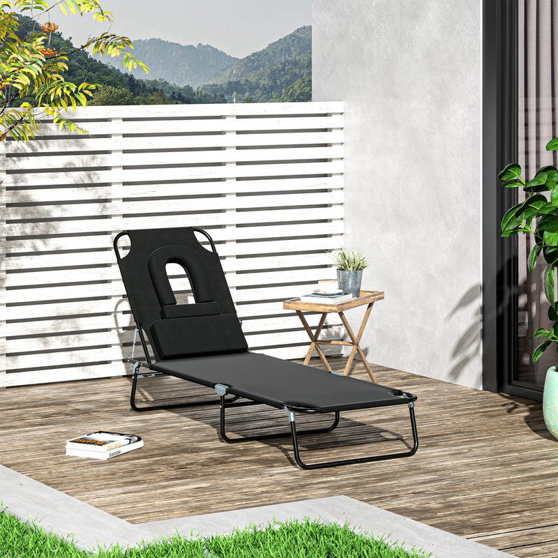 Folding Sun Lounger With Face Hole Outsunny