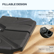 Set of 4 Cantilever Parasol Base Weights — Water or Sand Fill, HDPE, Black Outsunny