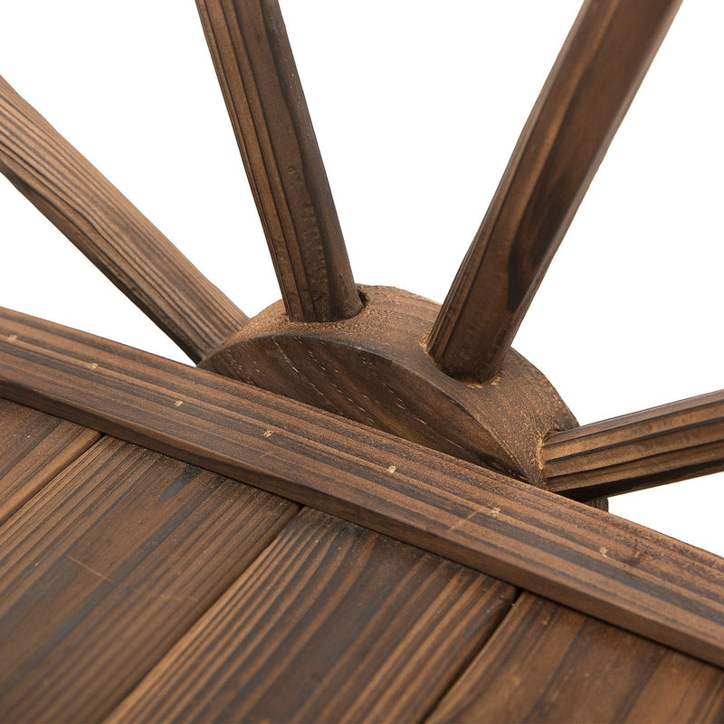 Wooden Garden Bridge, Arc Footbridge, Half Wheeled Railings Outsunny