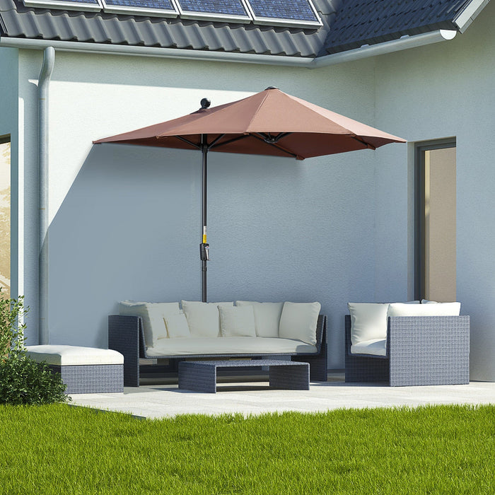 2m Half Garden Parasol, Coffee