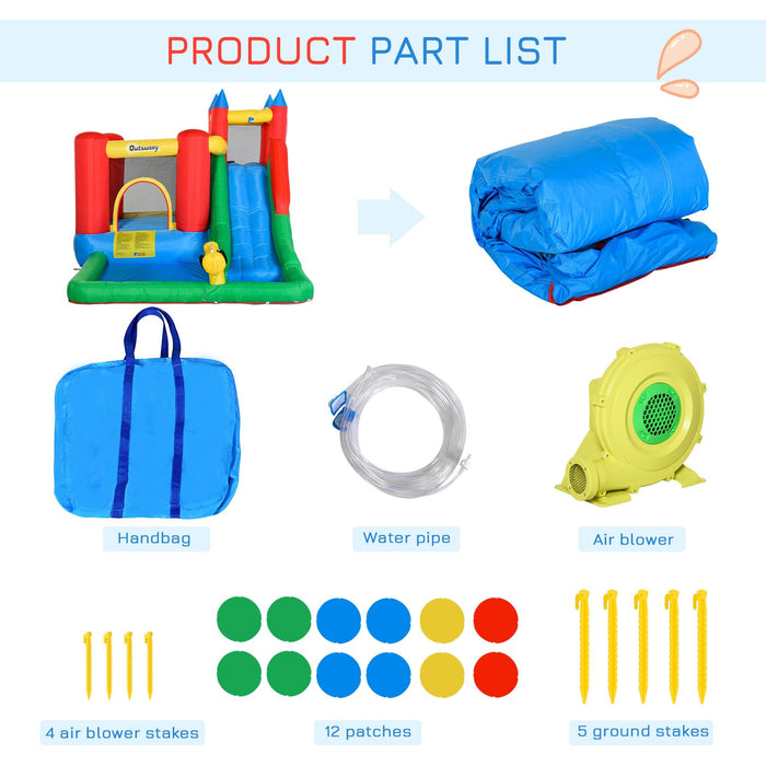 Outsunny 6-in-1 Bouncy Castly & Water Park, 3-8 Yrs