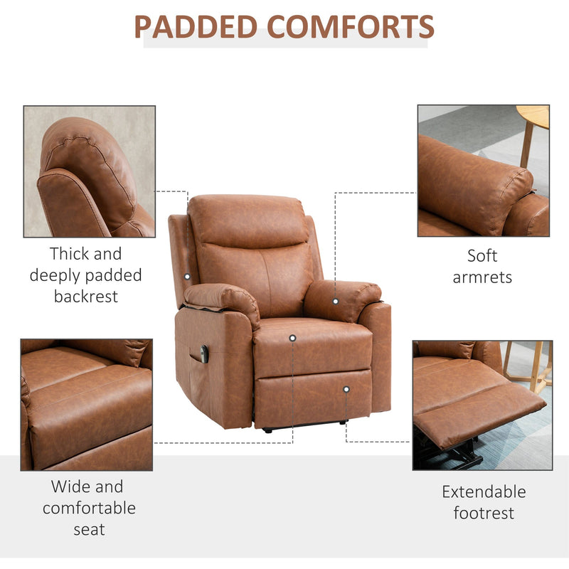 Power Lift Chair for Elderly, Brown Faux Leather
