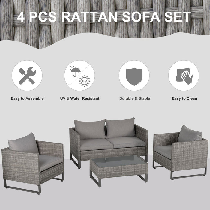 Grey 4 Seater Outdoor Dining Set with Sofa Chairs & Table