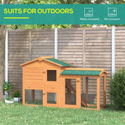 Rabbit 2 Tier Fir Wood Small Animal Hutch w/ Ramp Brown AOSOM
