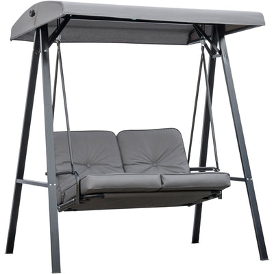 Garden Swing Chair 2 Seater, Grey Outsunny