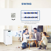 HOMCOM 7000 BTU Mobile Air Conditioner Portable AC Unit for Cooling Dehumidifying Ventilating with Remote Controller, LED Display, Timer, White Homcom