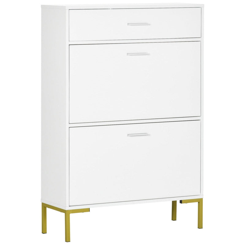 HOMCOM White Shoe Cabinet For Hallway