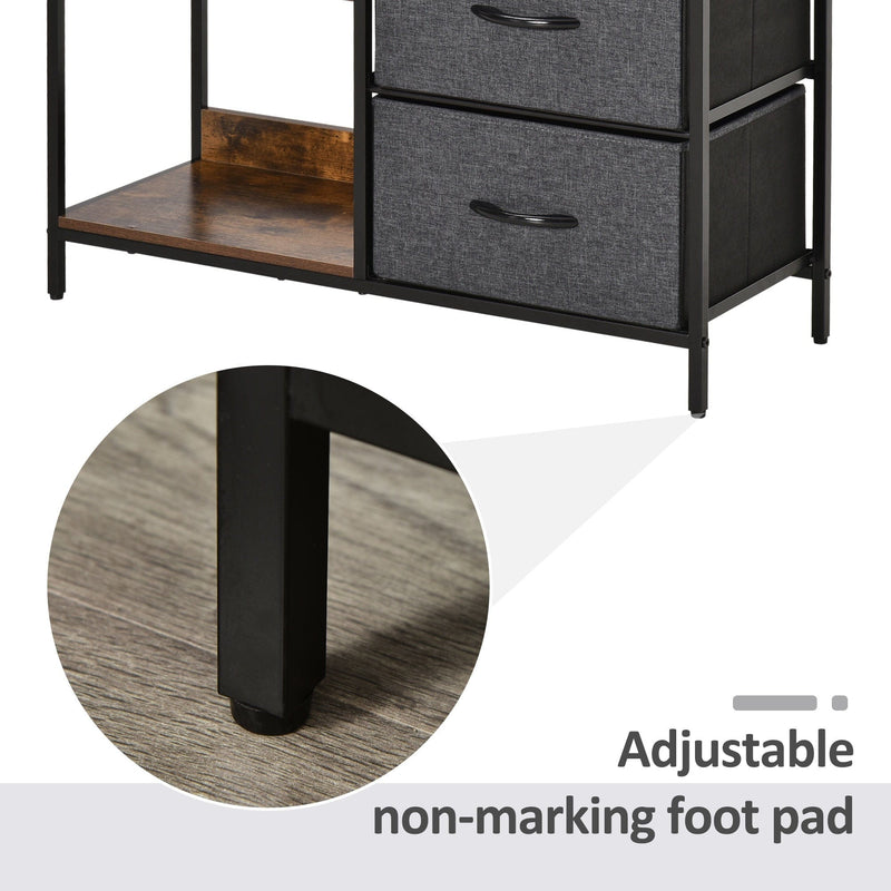 Black 3 Drawer Dresser With 2 Shelves