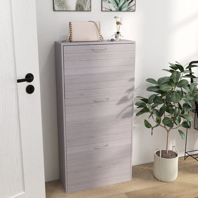 HOMCOM Grey Shoe Storage Cabinet, Narrow and Slim Homcom